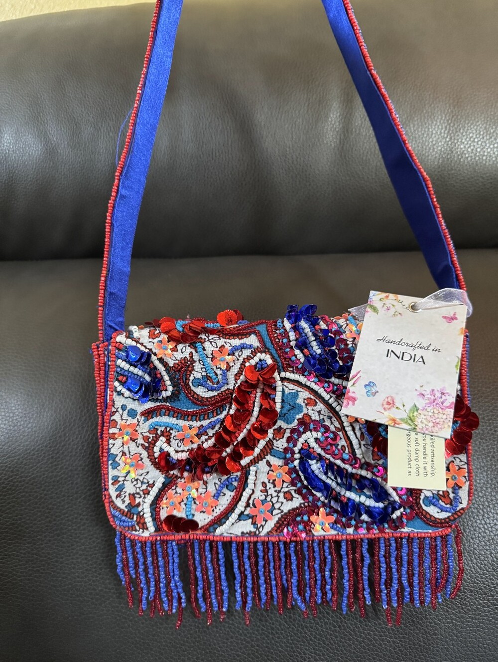 ❤️ TikTok Viral Beaded Summer Bag- USA Red/White/Blue Fringe Paisley Boho